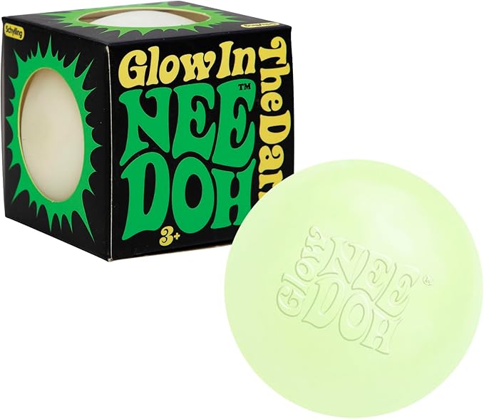 Schylling NeeDoh Glow in The Dark - Sensory Squeeze Toy - Gratifying Glowing Glob - 2.5" Wide - Glow in The Dark (Pack of 1)