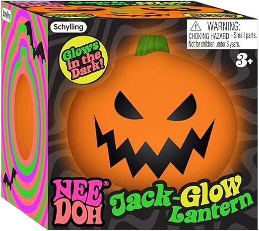 Schylling NeeDoh Jack Glow Lantern - Halloween Squeeze Toy - Assorted Designs - For Kids 3 to Adults (Pack of 1)