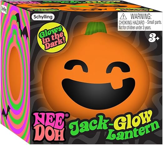 Schylling NeeDoh Jack Glow Lantern - Halloween Squeeze Toy - Assorted Designs - For Kids 3 to Adults (Pack of 1)