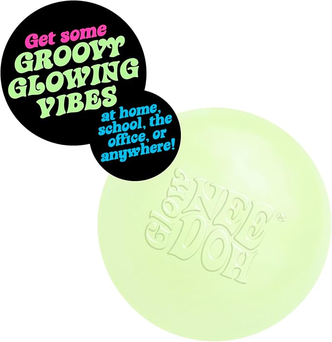 Schylling NeeDoh Glow in The Dark - Sensory Squeeze Toy - Gratifying Glowing Glob - 2.5" Wide - Glow in The Dark (Pack of 1)