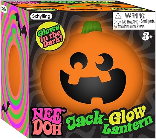 Schylling NeeDoh Jack Glow Lantern - Halloween Squeeze Toy - Assorted Designs - For Kids 3 to Adults (Pack of 1)
