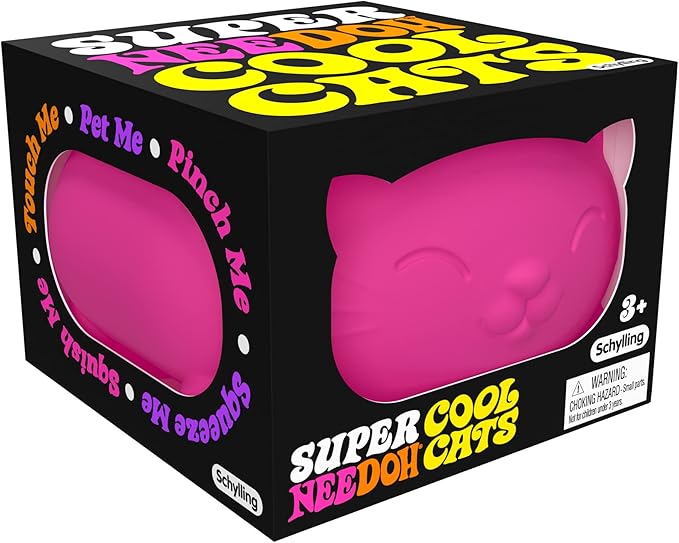 Schylling NeeDoh Super Cool Cat - Sensory Fidget Toy - Assorted Colors - Ages 3 to Adult (Pack of 1)