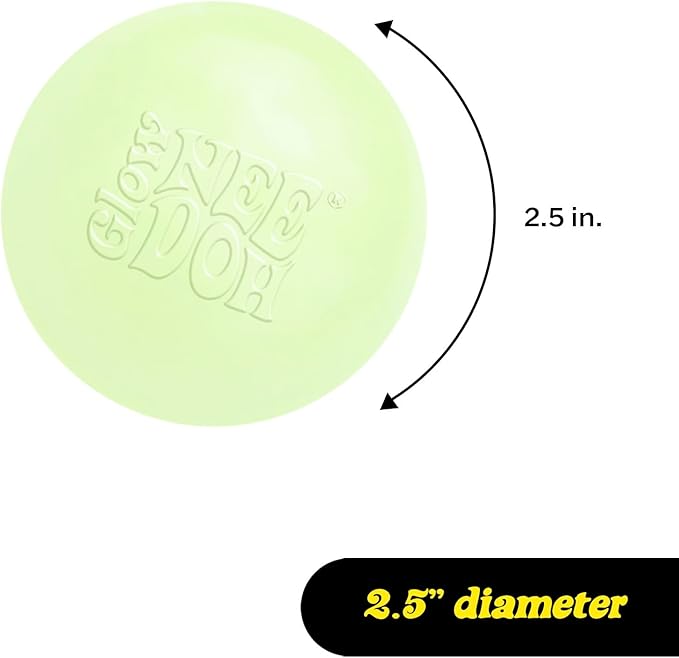 Schylling NeeDoh Glow in The Dark - Sensory Squeeze Toy - Gratifying Glowing Glob - 2.5" Wide - Glow in The Dark (Pack of 1)
