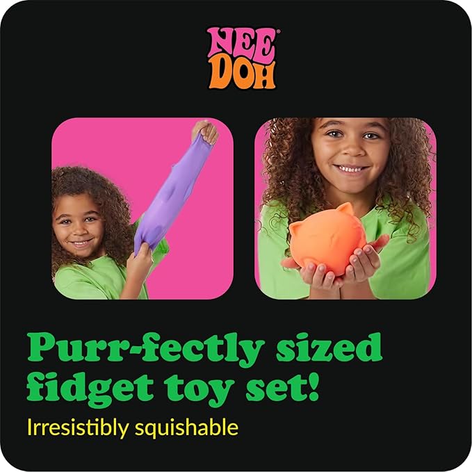 Schylling NeeDoh Super Cool Cat - Sensory Fidget Toy - Assorted Colors - Ages 3 to Adult (Pack of 1)
