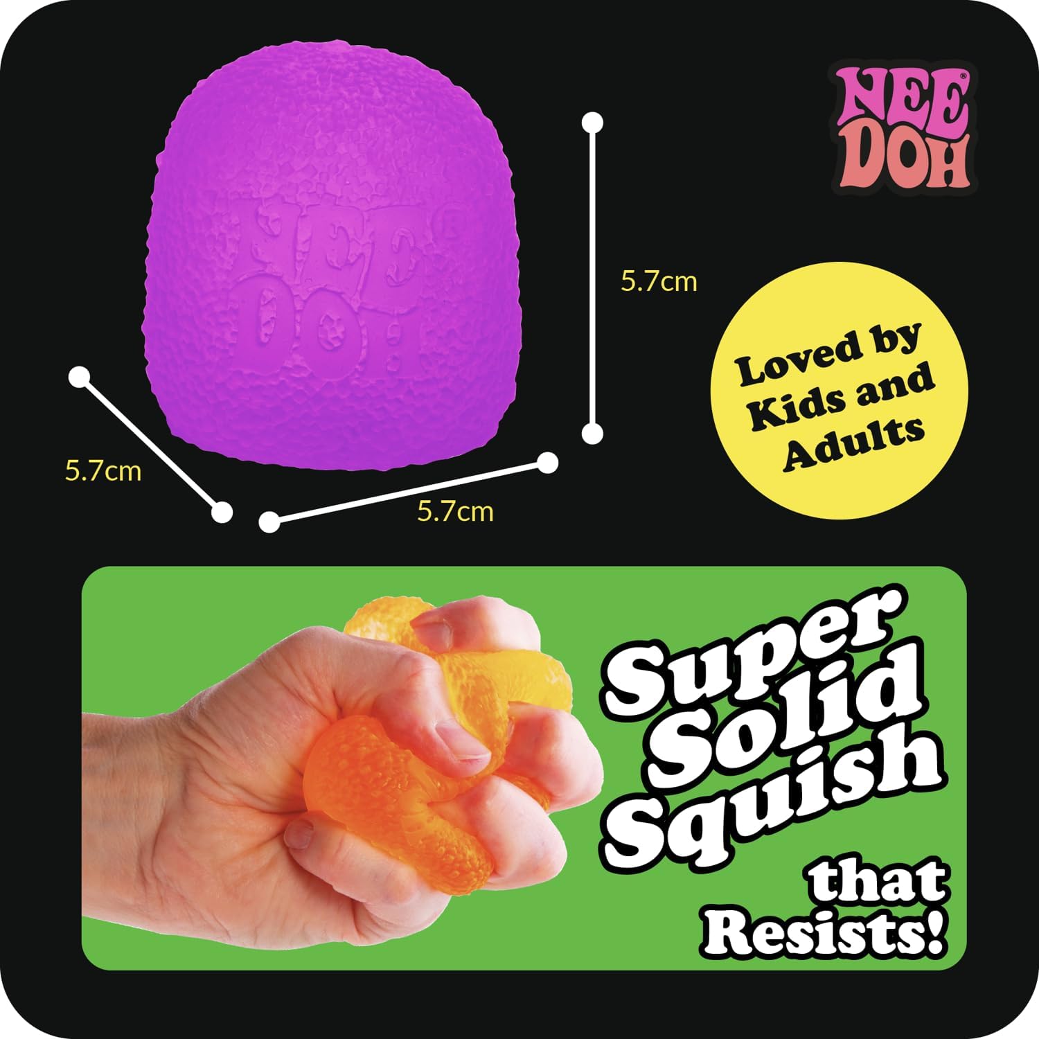 Schylling NeeDoh Nice Cube - Sensory Squeeze Toy with Super Solid Squish - 2.25" Cube - Color May Vary (Pack of 1)