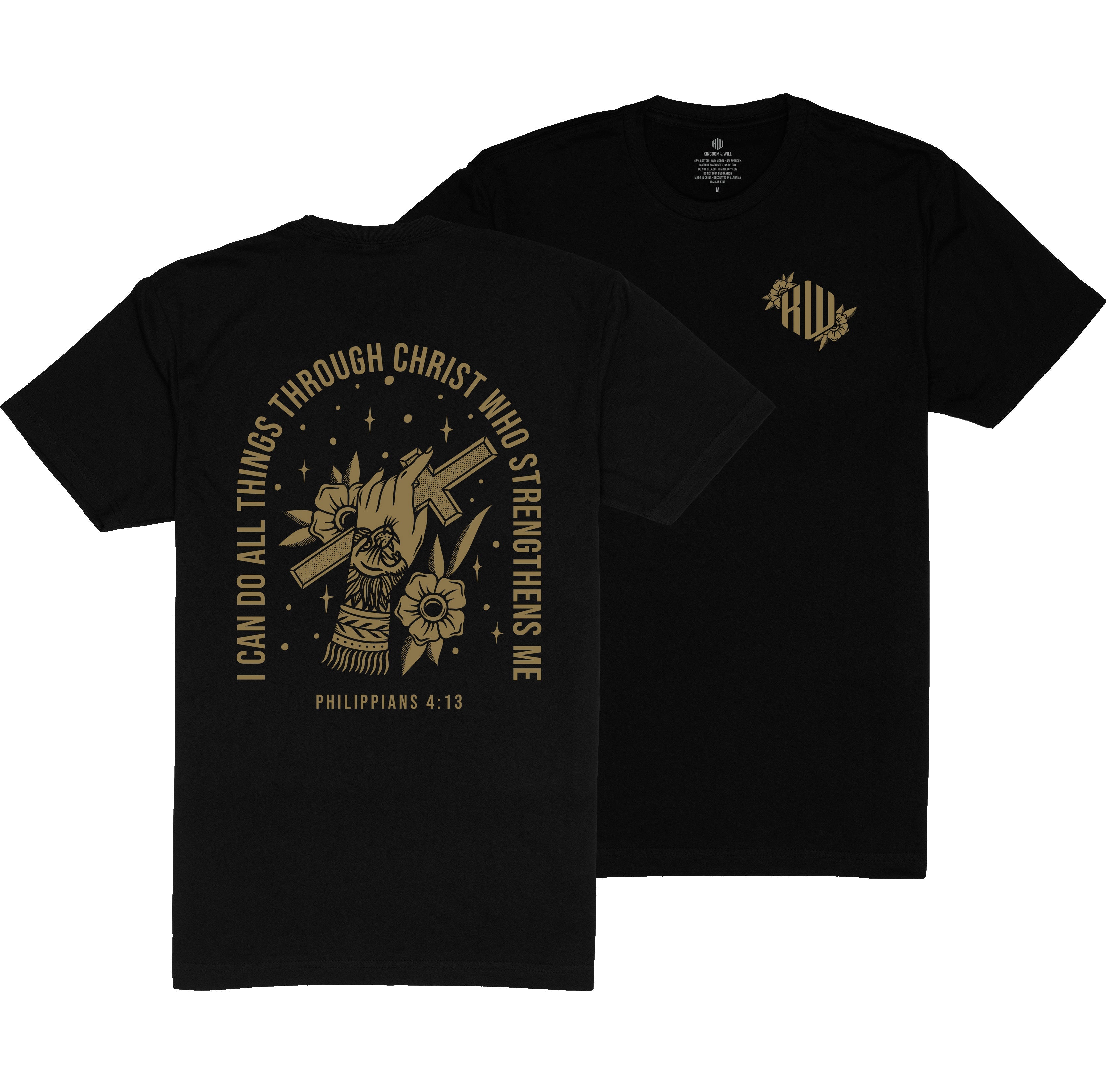 Philippians 4:13 T-Shirt (Black & Gold)